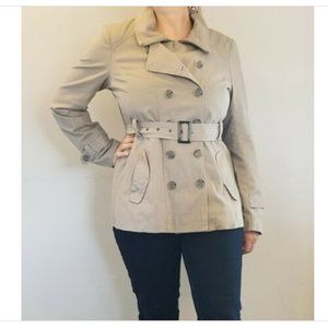 Kenneth Cole Khaki Double-Breasted Belted Jacket